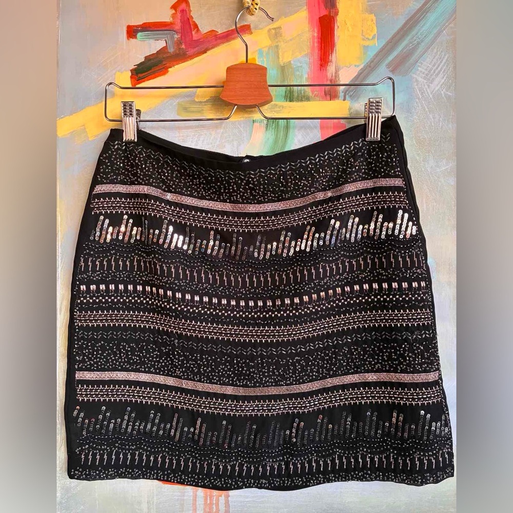 Sequin Black A Line Mini skirt